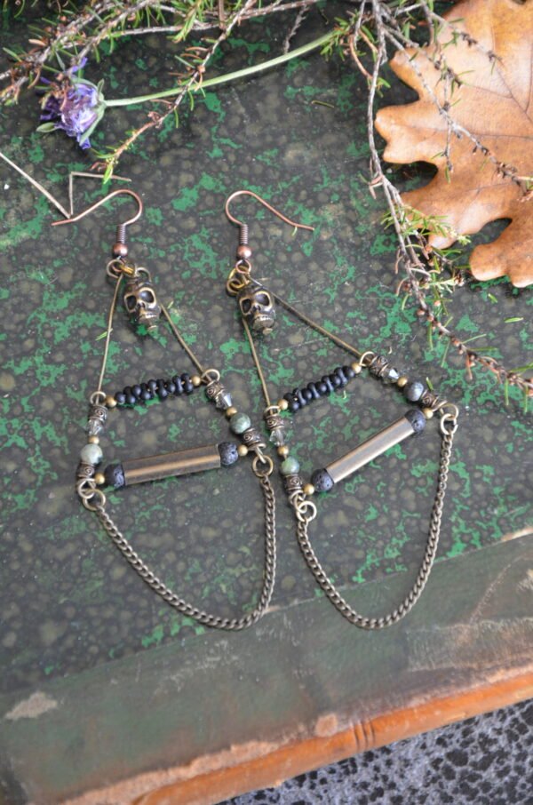 Boucles d'oreilles Primitives (pierre de lave)