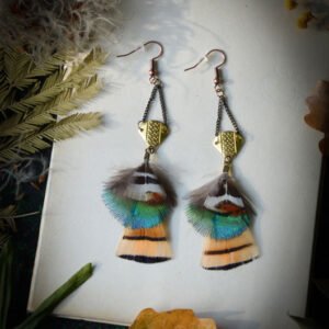 Boucles d'oreilles Plumes de Paon & Faisan