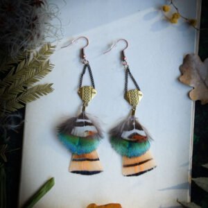 Boucles d'oreilles Plumes de Paon & Faisan – Image 2