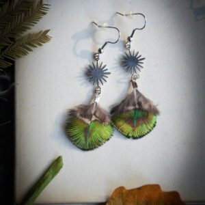 Boucles d'oreilles Plume de Paon & Soleil
