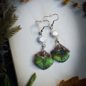 Boucles d'oreilles Plume de Paon & Soleil – Image 2