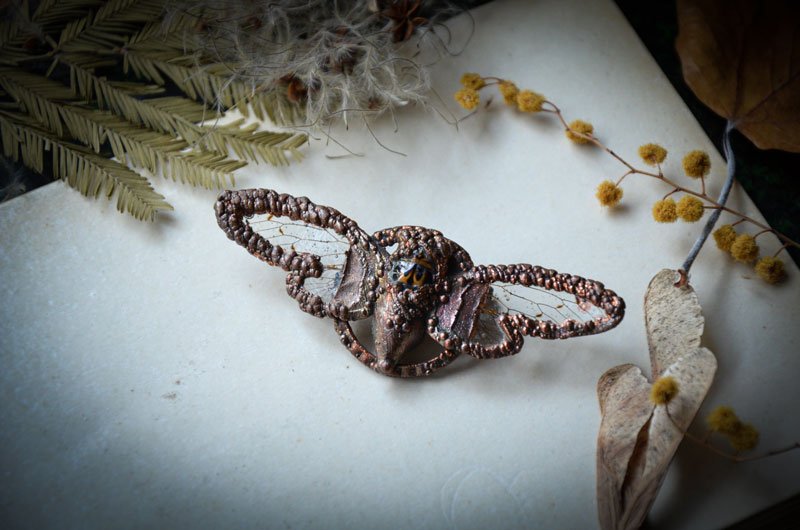 Broche Cigale plaquée en Cuivre – Image 2