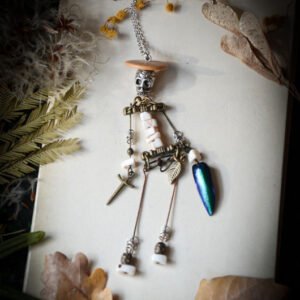 Sautoir Squelette Bois, Os, Elytre de scarabée