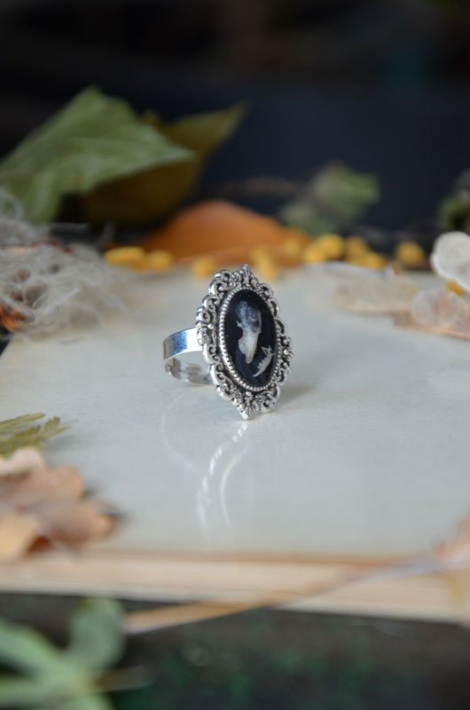 Bague Mini ossements et fleurs