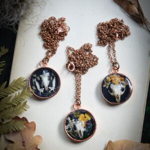 Collier Mini Crâne en résine | Placage Cuivre
