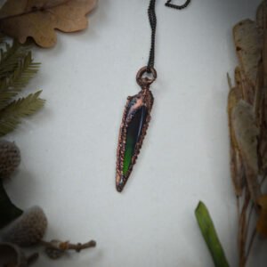 Collier Mini Plume naturelle plaquée en cuivre