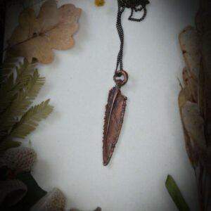 Collier Mini Plume naturelle plaquée en cuivre – Image 2