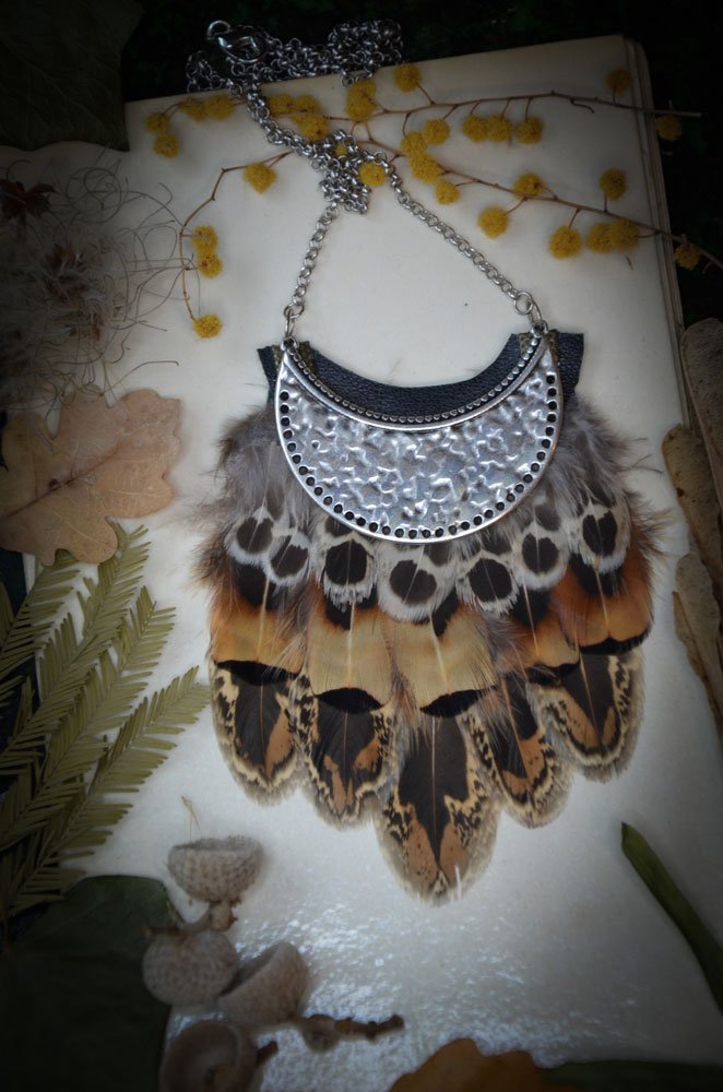 Petit Plastron court en plumes naturelles de Faisan – Image 2