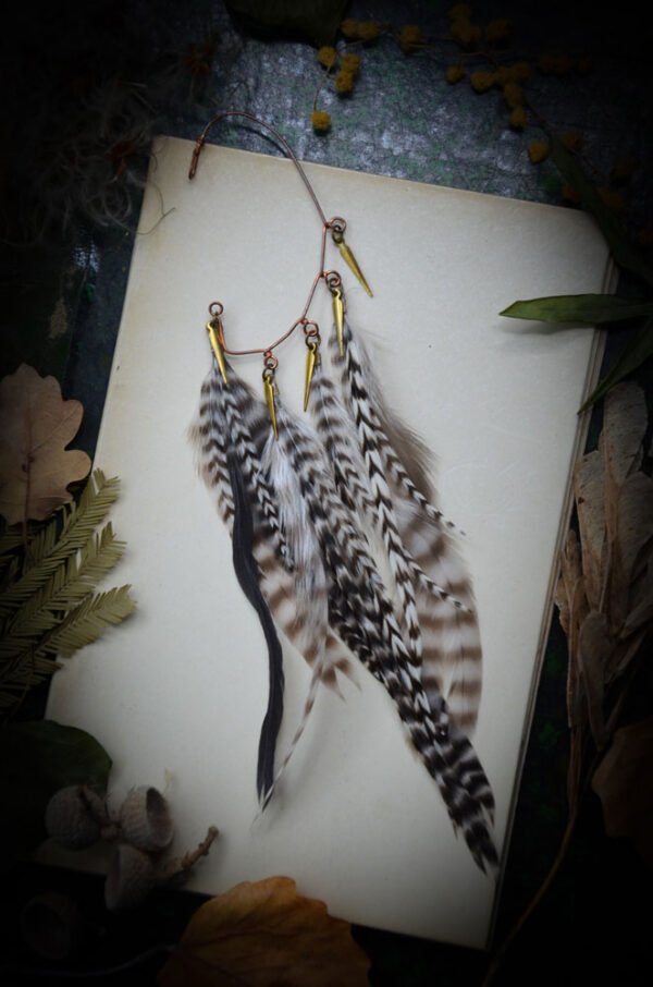 Tour d'oreille plumes Noir & blanc